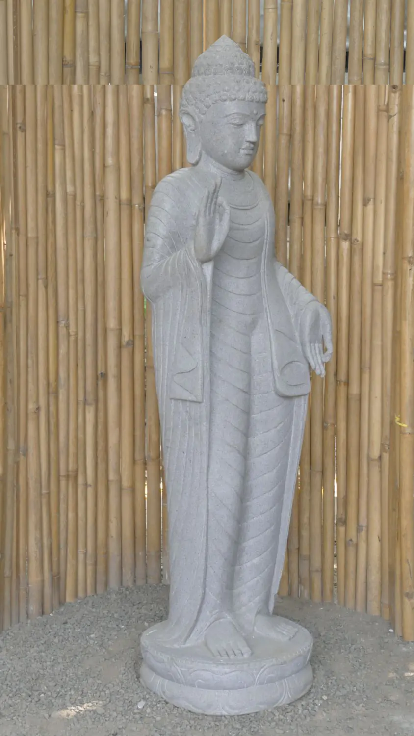  Product image 3 of the product “Standing Buddha - Abhaya mudra made of Riverstone, ca. 179 cm High ”